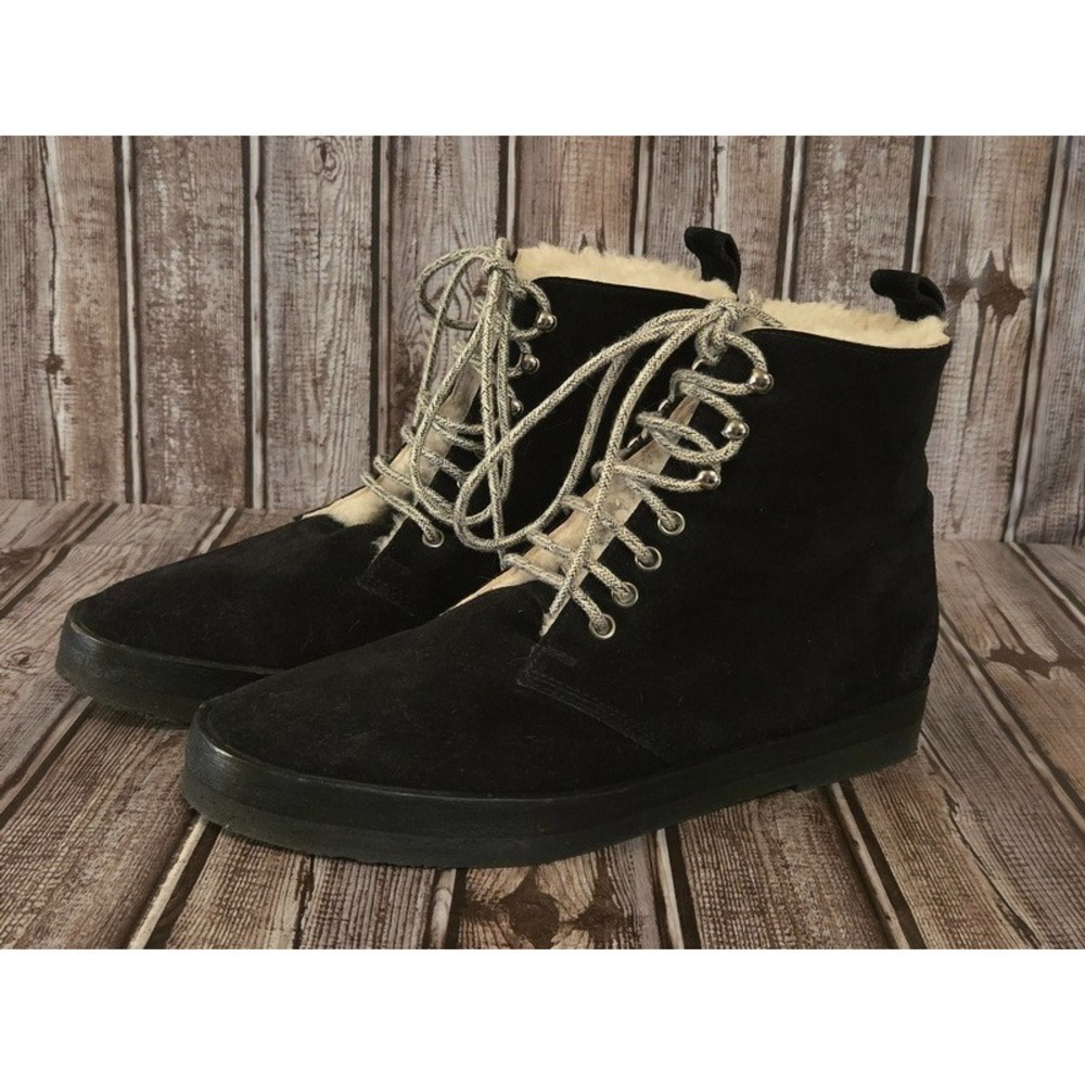 Sz 40 / 10 Jenni Kayne Canyon Black Suede Shearling‎ Lined Ankle Winter Boots